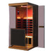 Wizzisaunas 909MX — Sauna with glass door open and warm interior lighting