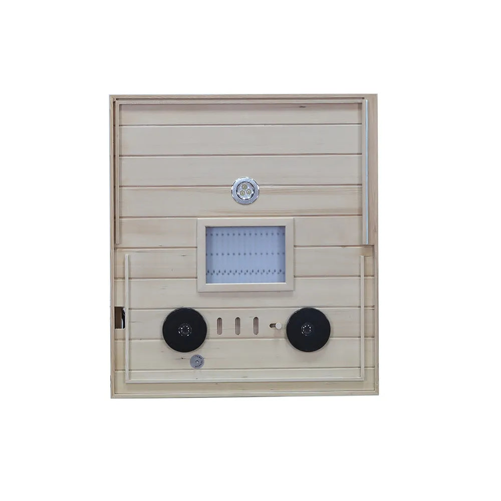 Wizzisaunas 909MX — Hemlock sauna detail