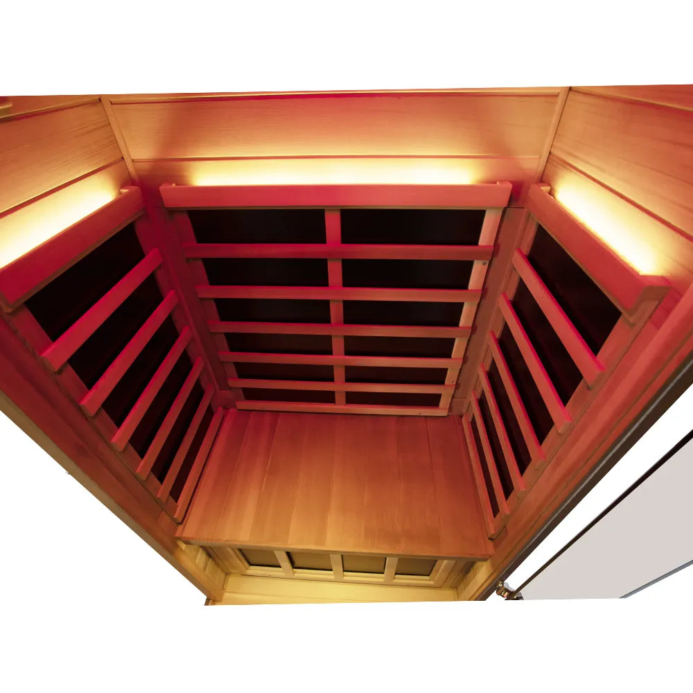 Wizzisaunas 909MX — Cedar sauna wall and foot heating panels