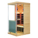 Wizzisaunas 909MX — Hemlock sauna front view